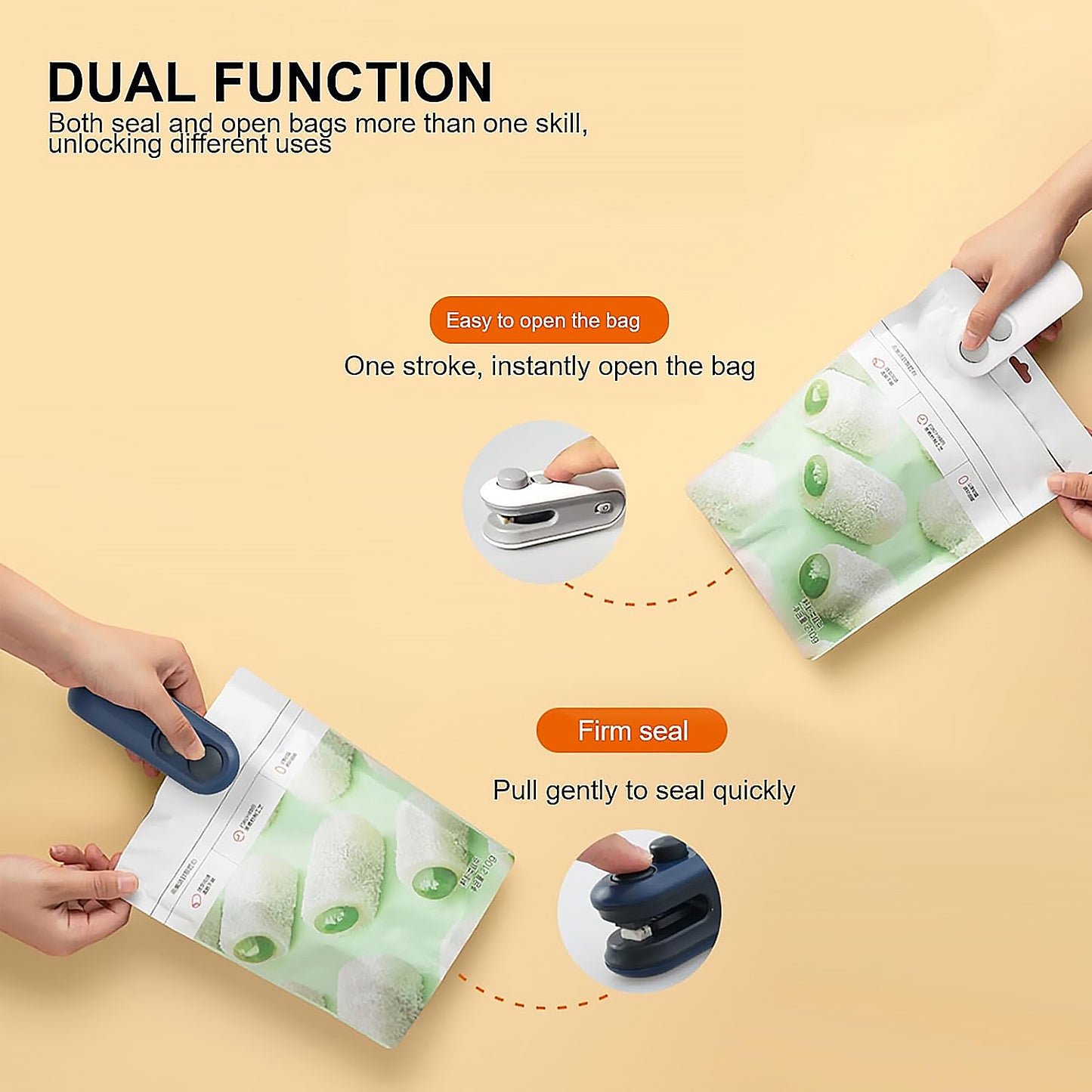 Portable Mini Bag Sealer 2 In 1 Seal Cutter Heat Sealers Type-c Usb Charging Kitchen Tools