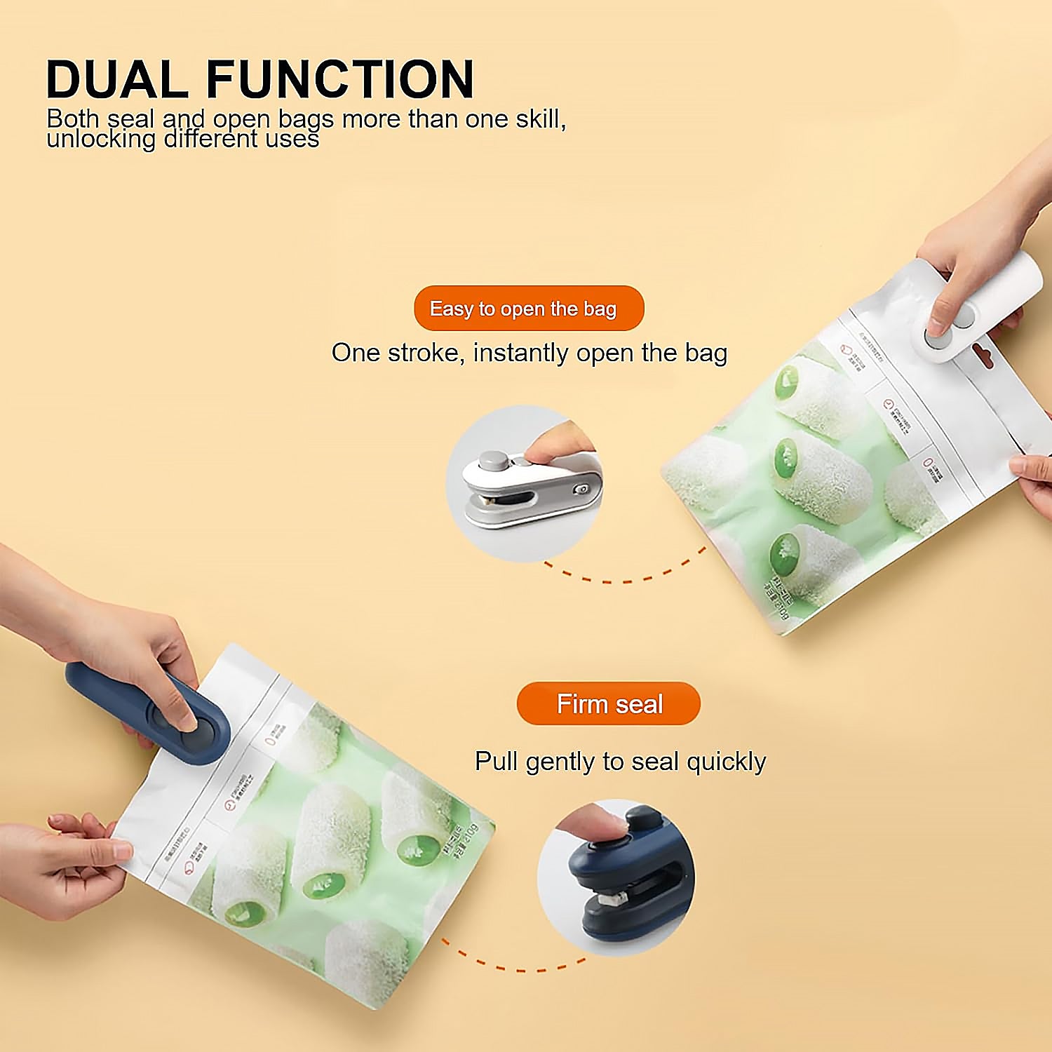Portable Mini Bag Sealer 2 In 1 Seal Cutter Heat Sealers Type-c Usb Charging Kitchen Tools