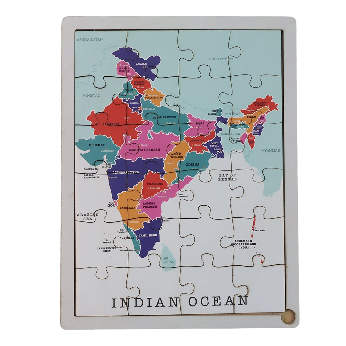 Wooden India Map Puzzle - (1 Set) Puzzle
