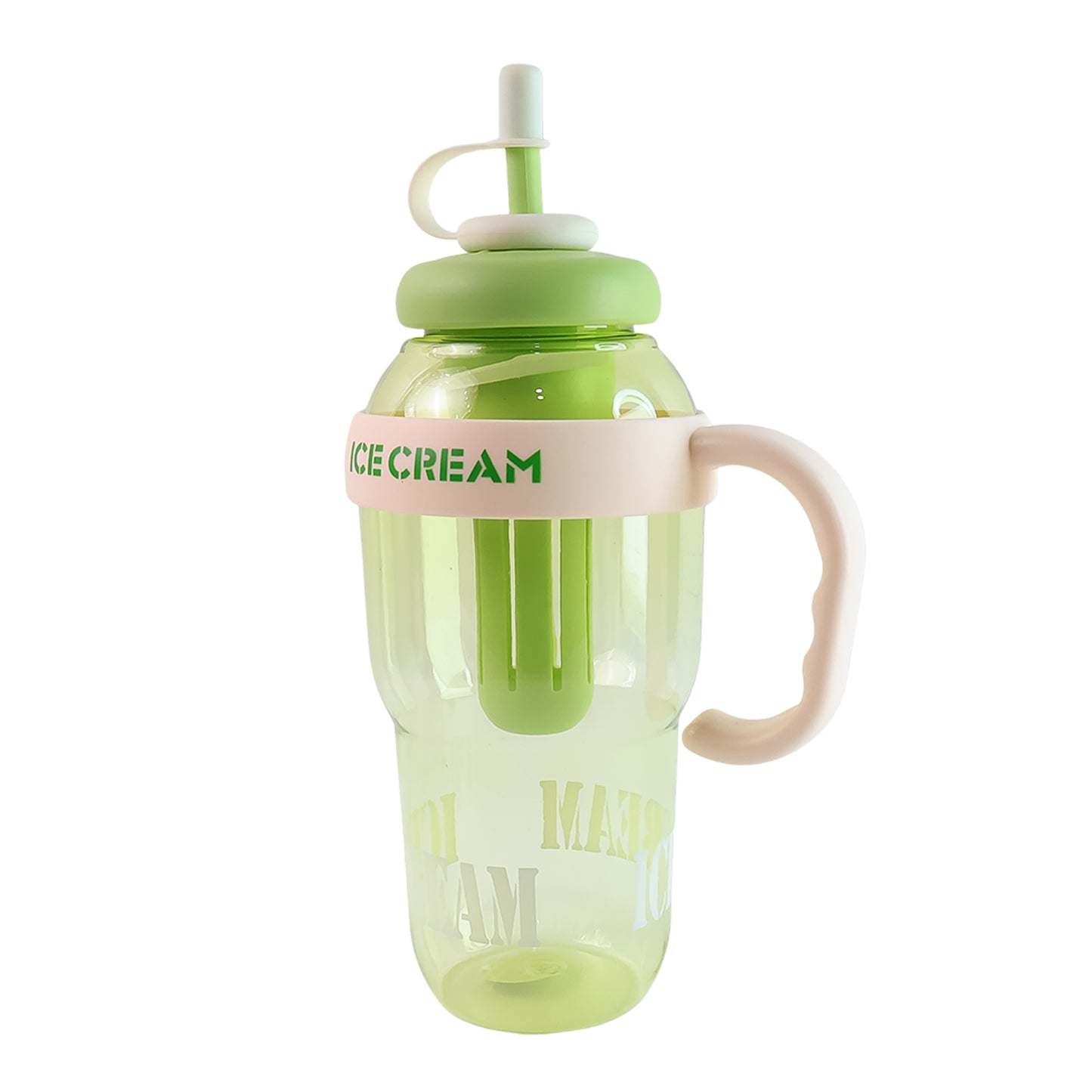 Cute Ice Cream Themed Water Bottle With Handle Straw Fruit Infuser - 1300ml Large Water Bottles