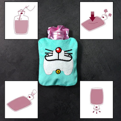 Doremon Cartoon Small Hot Water Bag With Cover For Pain Relief Health and Beauty