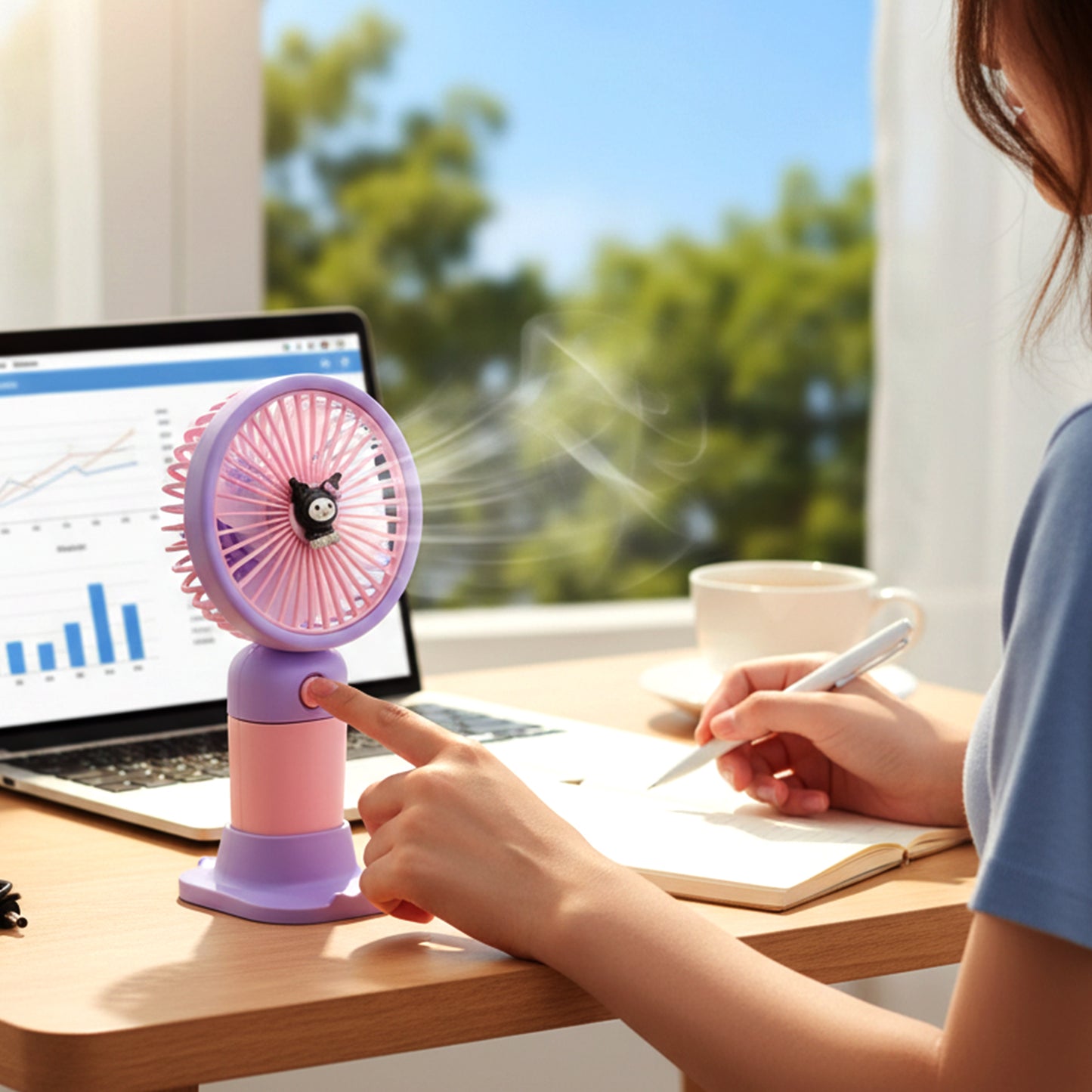 Cute Usb Rechargeable Mini Desktop Fan With Stand For Office Home