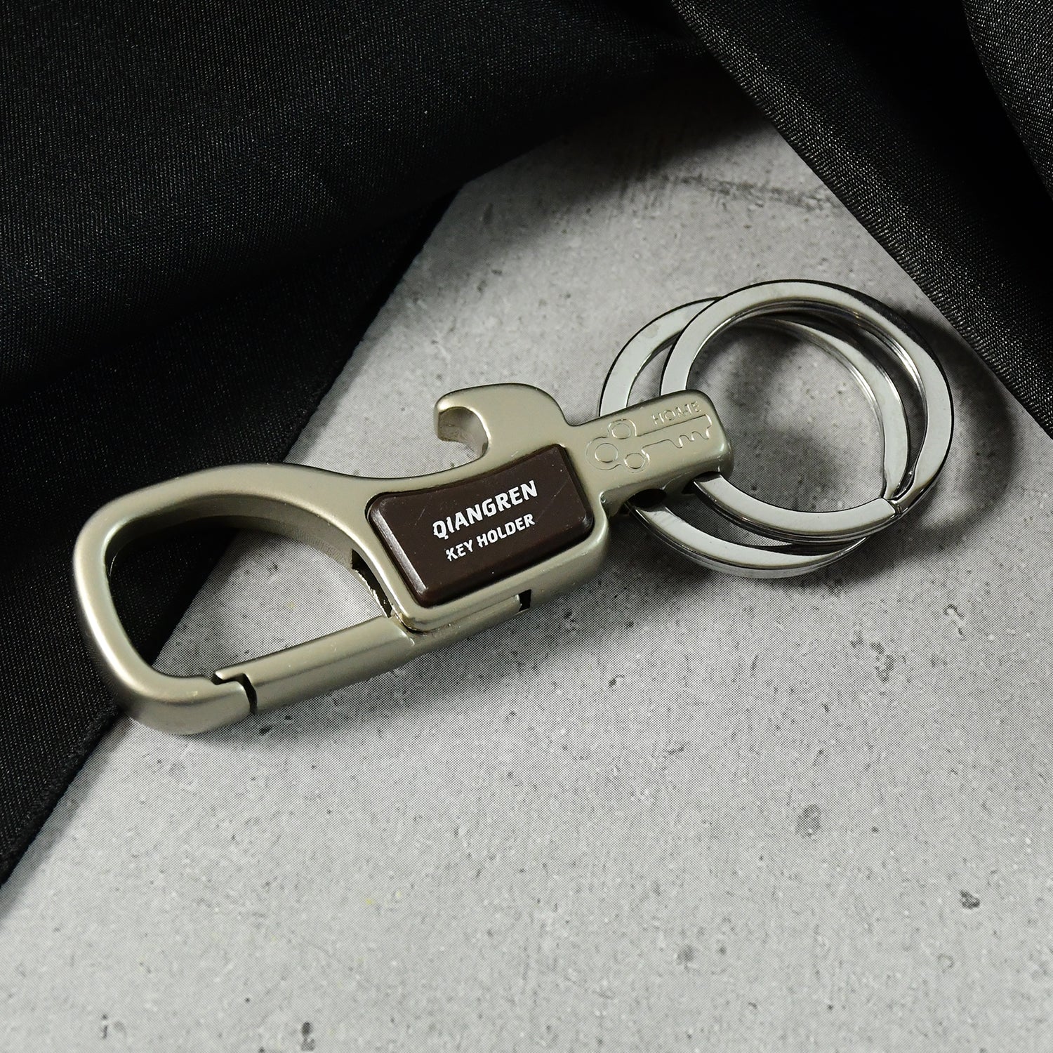 Premium Metal Keychain Carabiner Clip Hook With Dual Key Rings (1 Pc) Accessories