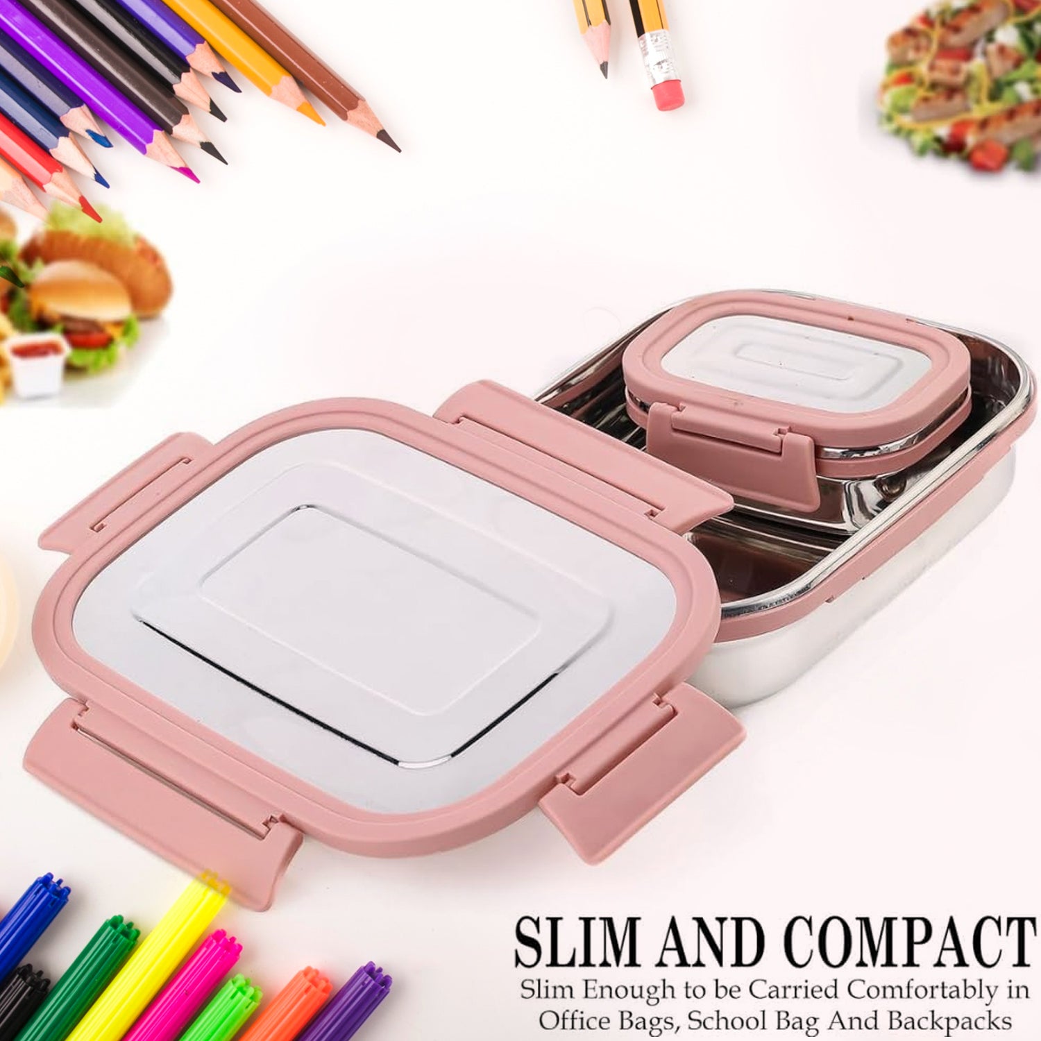 Premium Stainless Steel Leak Proof Air Tight Lunch Boxes (900ml+200ml Approx 2 Pc Set) Lunch Box