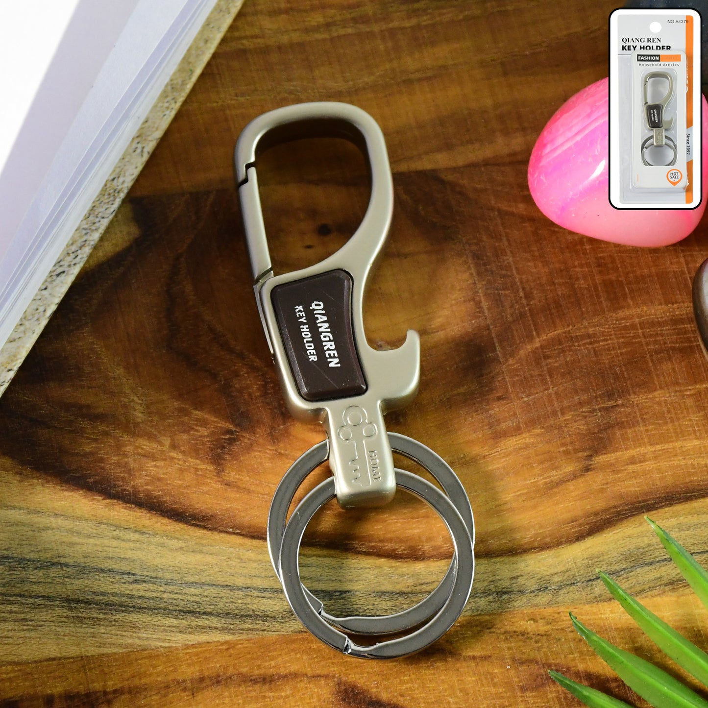 Premium Metal Keychain Carabiner Clip Hook With Dual Key Rings (1 Pc) Accessories