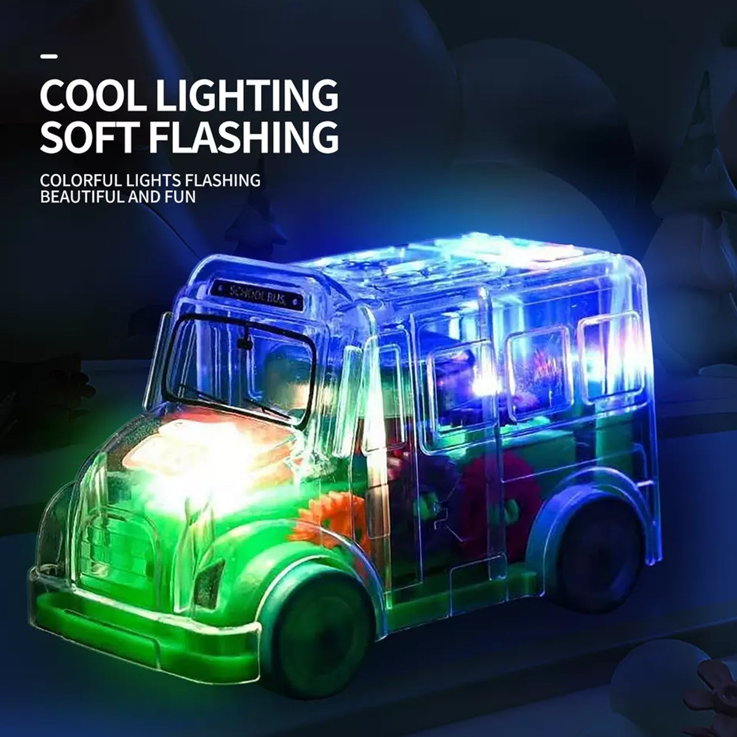 Transparent Musical Mini School Bus Toy For Kids Toys & Games