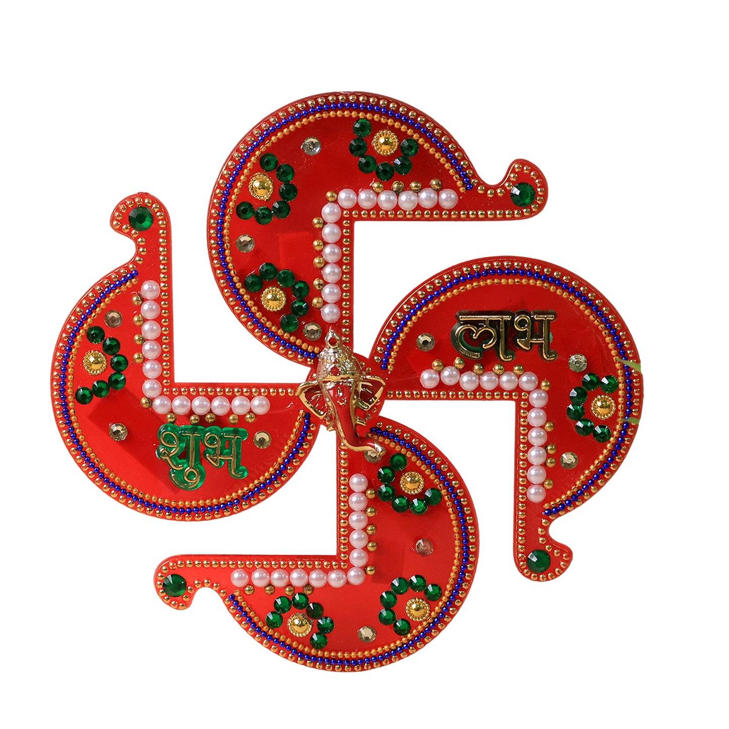 Acrylic Swastik Shubh Labh Wall Hanging (1 Pc) Home Decor
