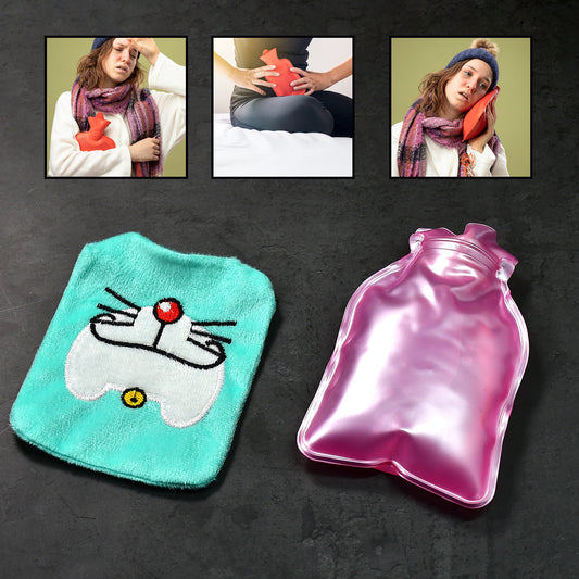 Doremon Cartoon Small Hot Water Bag With Cover For Pain Relief Health and Beauty