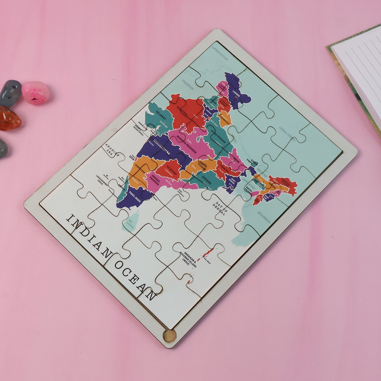 Wooden India Map Puzzle - (1 Set) Puzzle