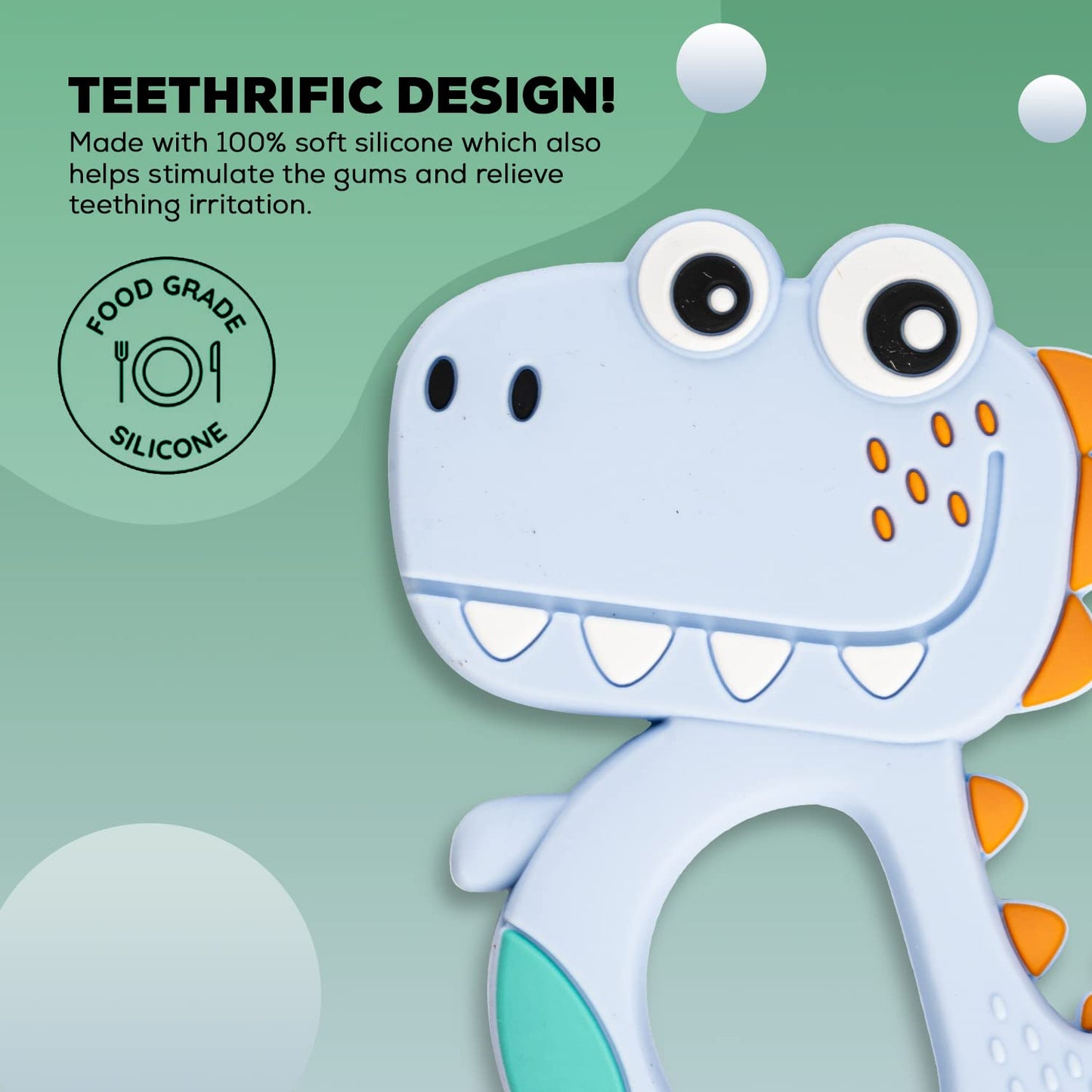 Silicone Dinosaur Teether For Baby (1 Pc Mix Design Color) Baby Products