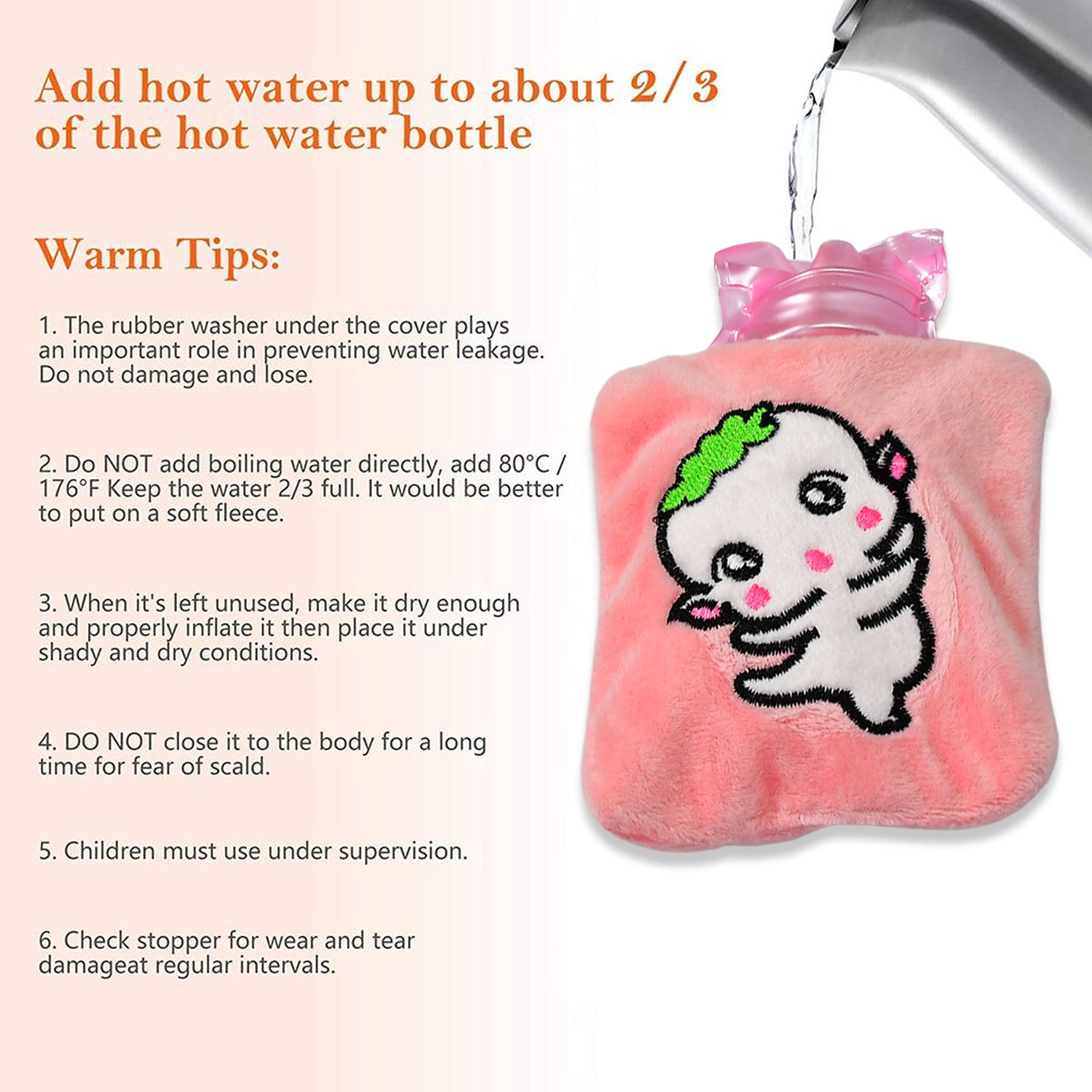 Pink Cartoon Small Hot Water Bag With Cover For Pain Relief Health and Beauty