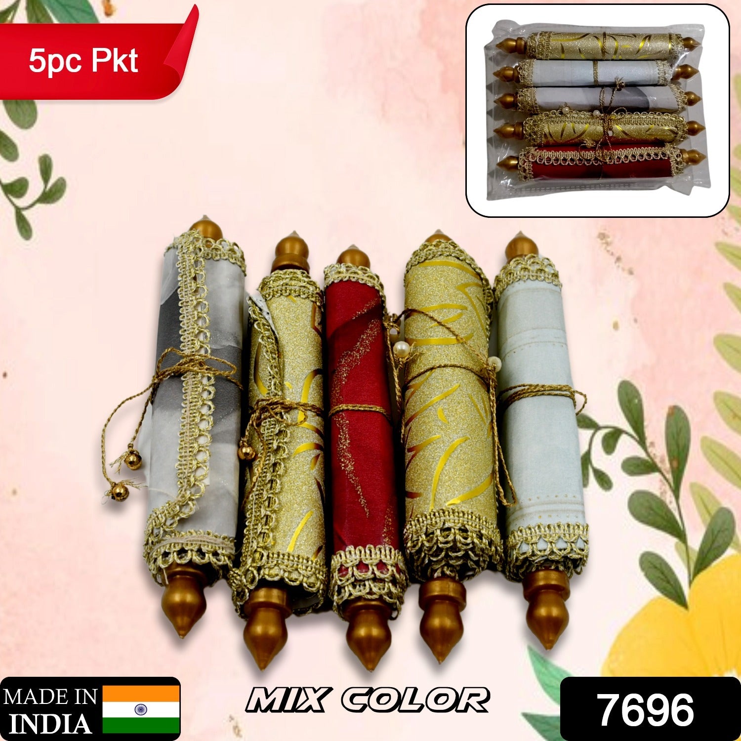 Money Gift Envelopes Lifafa - Multi Color Pack Of 5 Premium Designer Envelopes Colorful Writing Message Scroll Sandesha Shagun Envelope