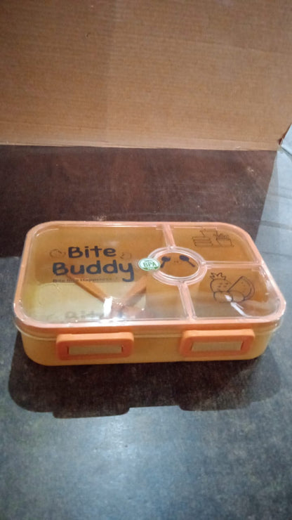 Bite Buddy 4-compartment Leak-resistant Plastic Lunch Box With Spoon Fork Kitchen and Dining