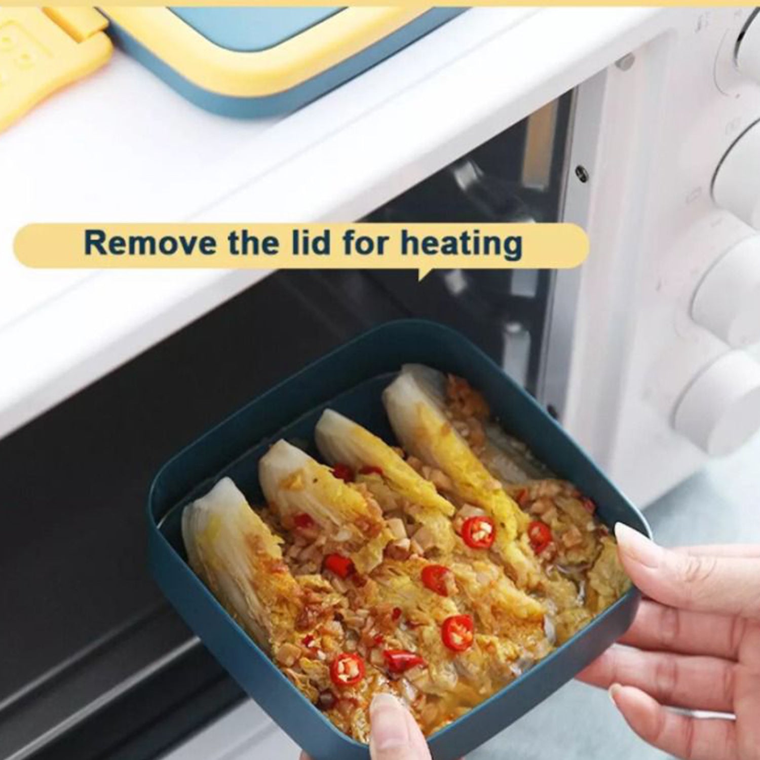 Blue Double-layer Portable Lunch Box Stackable With Carrying Handle And Spoon Lunch Box Lunch Box