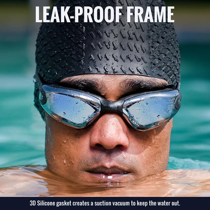 Professional Anti-fog Uv Protection Swimming Goggles With Mirrored Lenses And Earplugs Swimming Goggles