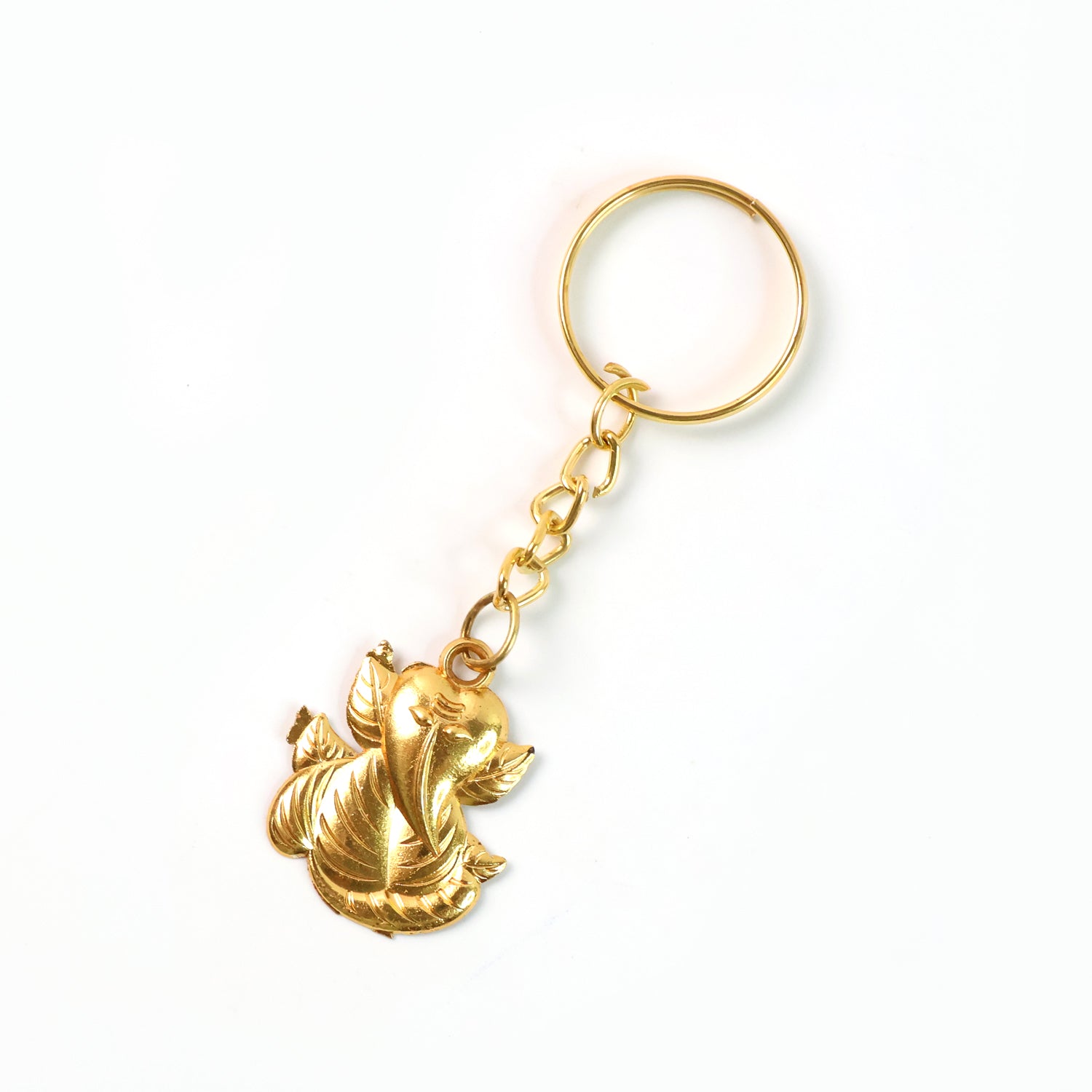 Golden Ganesh Leaf Design Keychain (1 Pc) keychains