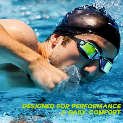Professional Anti-fog Uv Protection Swimming Goggles With Mirrored Lenses And Earplugs Swimming Goggles