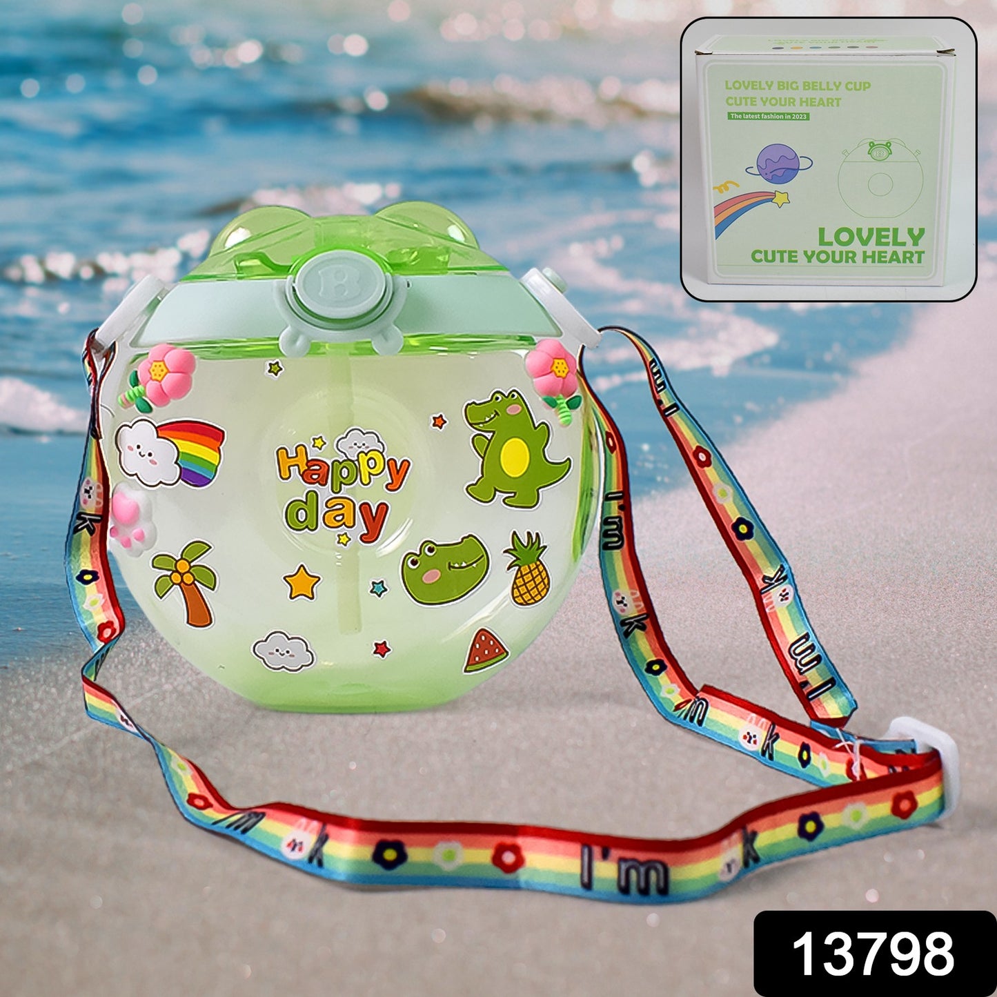 Donut Water Bottle Sipper Bottle (1 Pc 400 Ml Approx)