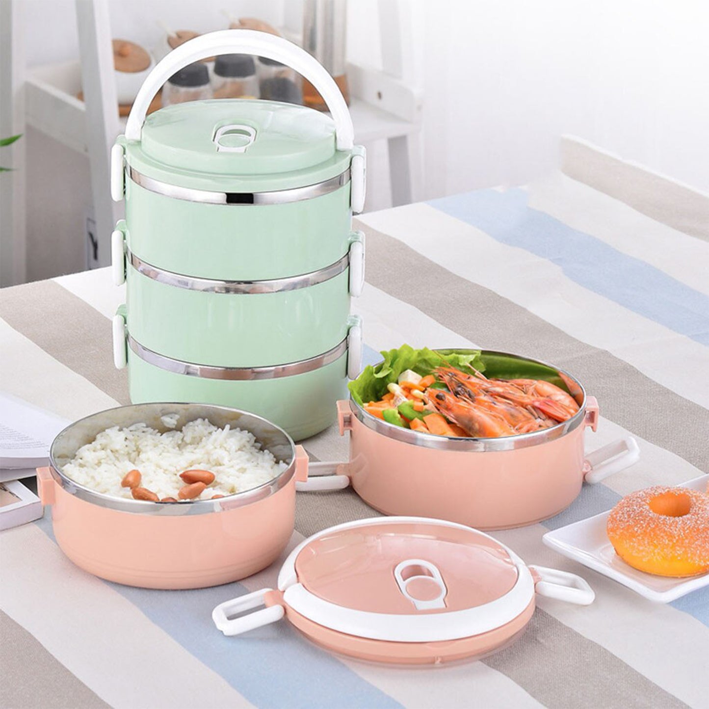 Multi Layer Stainless Steel Hot Lunch Box (3 Layer) Kitchen & Dining