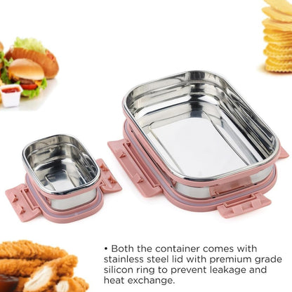 Premium Stainless Steel Leak Proof Air Tight Lunch Boxes (900ml+200ml Approx 2 Pc Set) Lunch Box