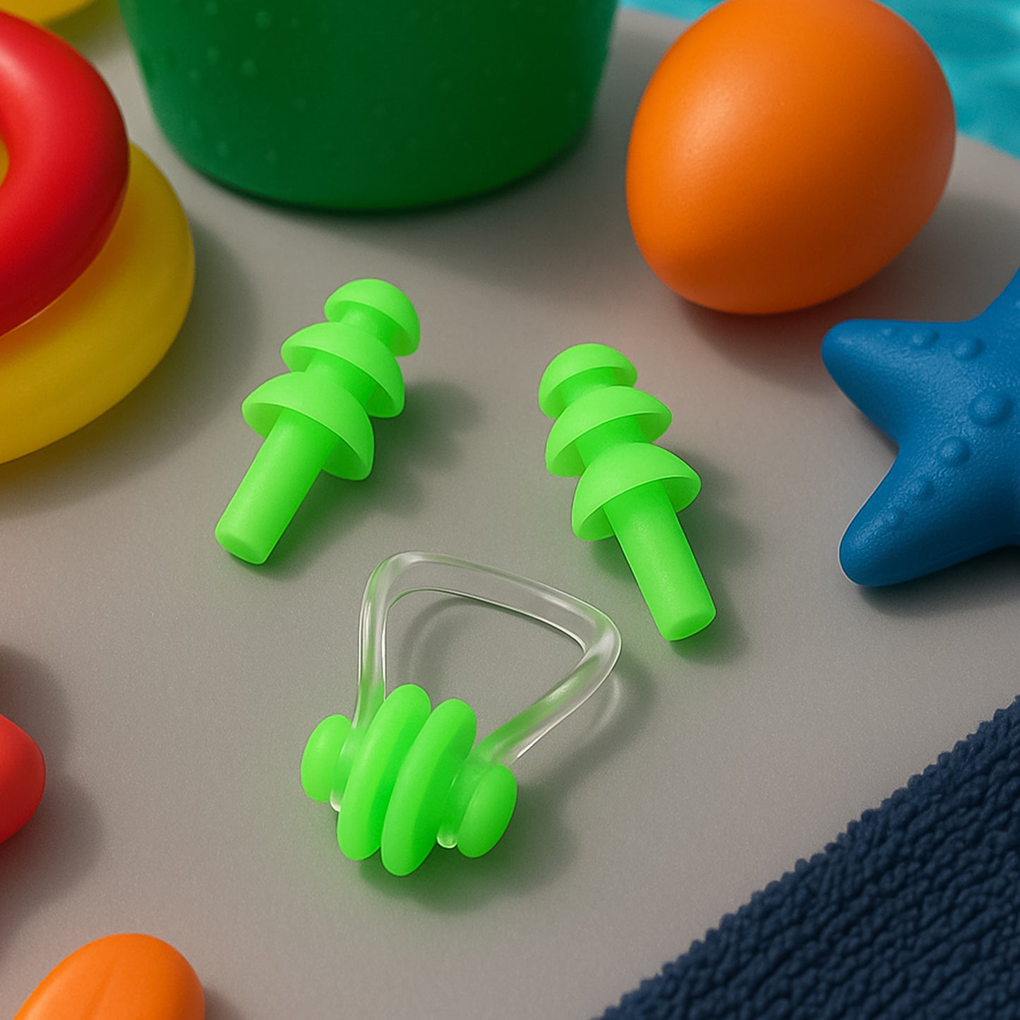Swimming Earplugs And Nose Clip Set (3 Pc) Swimming Accessories