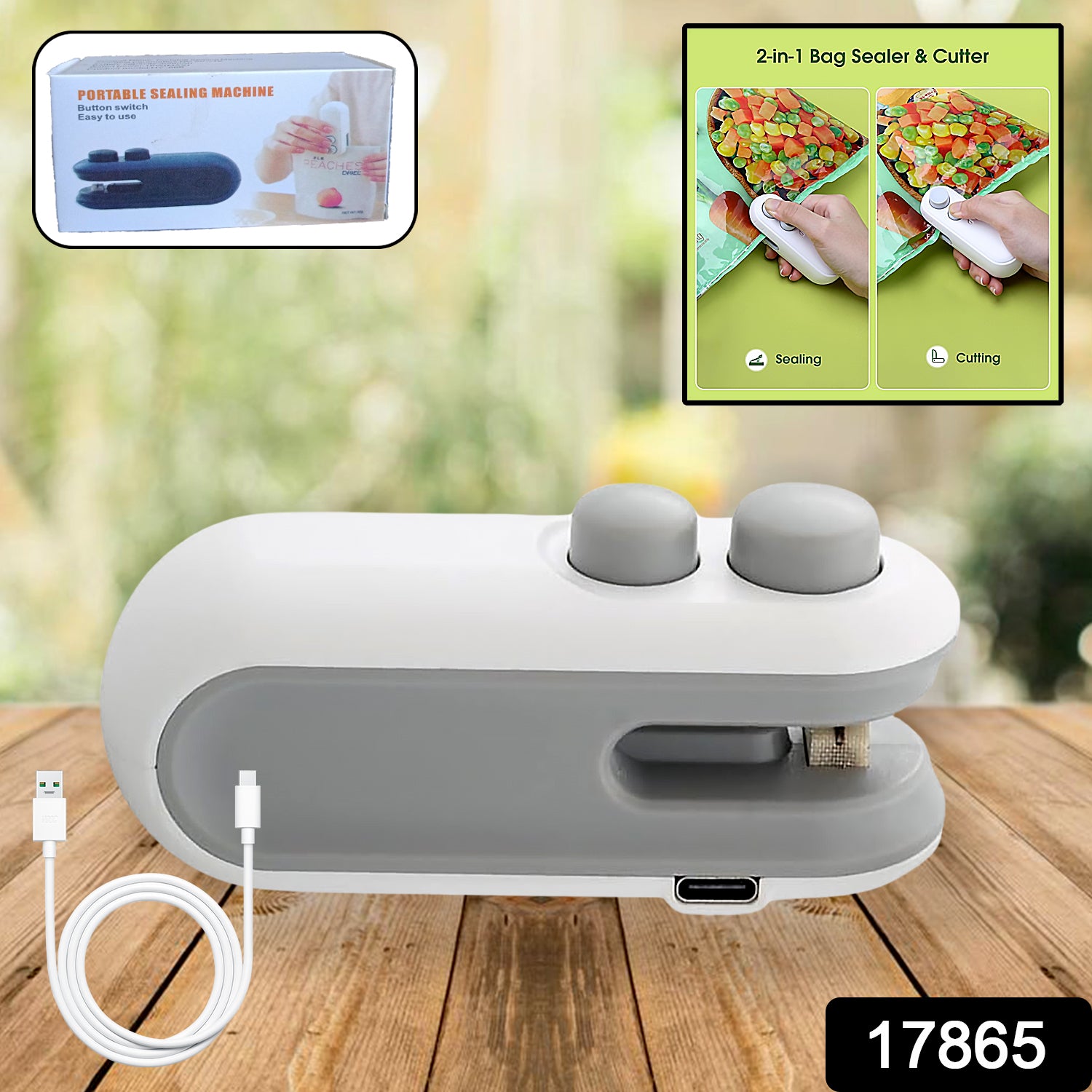Portable Mini Bag Sealer 2 In 1 Seal Cutter Heat Sealers Type-c Usb Charging Kitchen Tools
