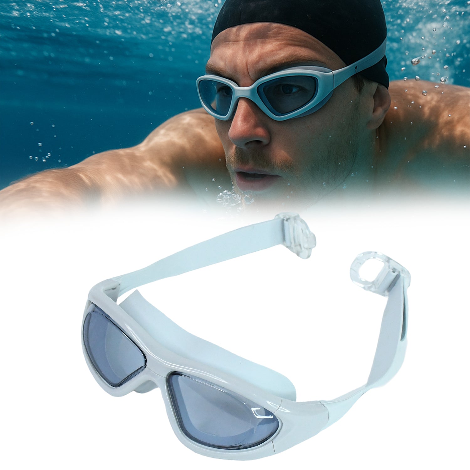 Premium Wide Vision Swimming Goggles With Protective Hard Case (1 Pc) Swim Goggles