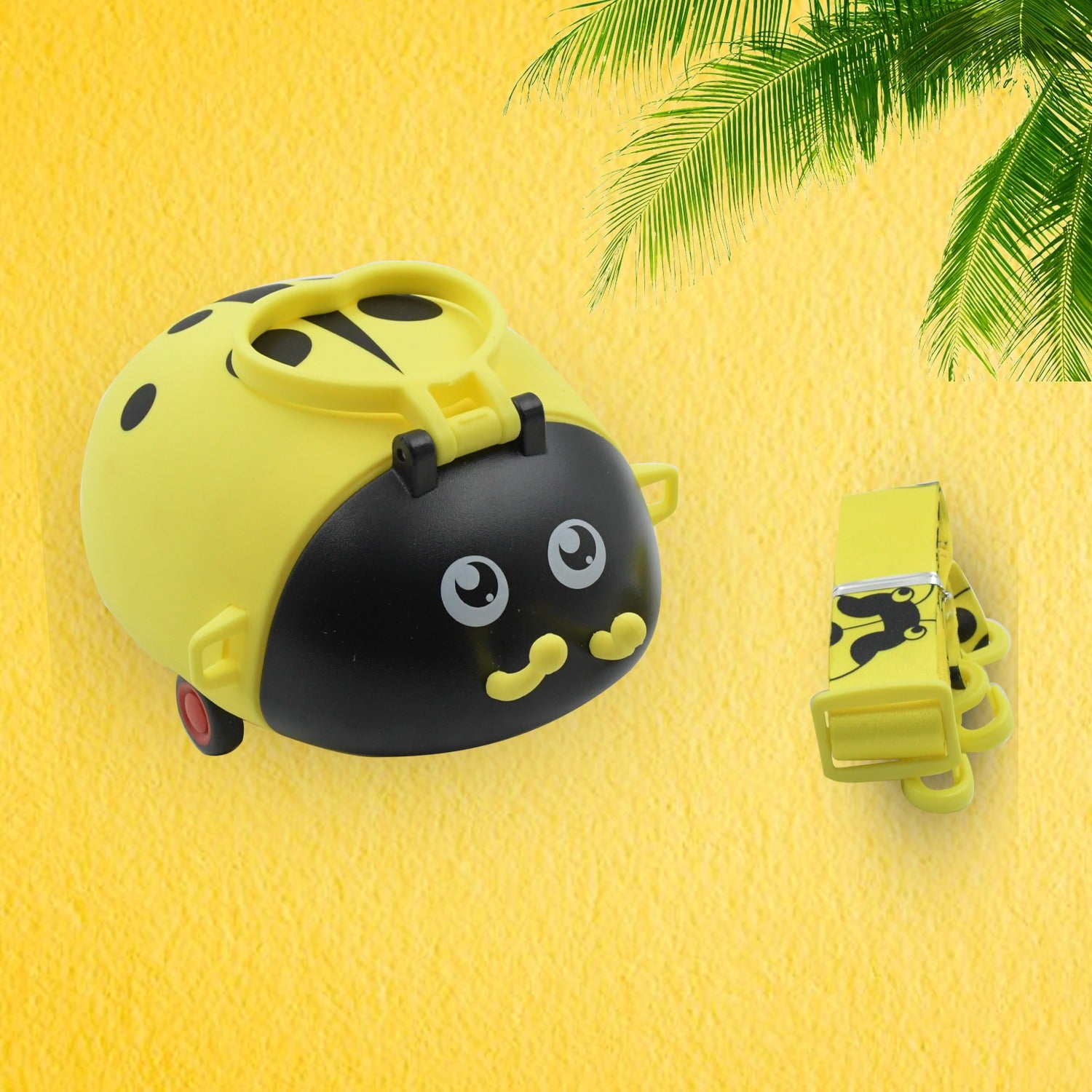 Cute Plastic Bug Shape Water Bottle With Adjustable Shoulder Strap 4 Wheel Water Bottle For Kids | Water Bottles
