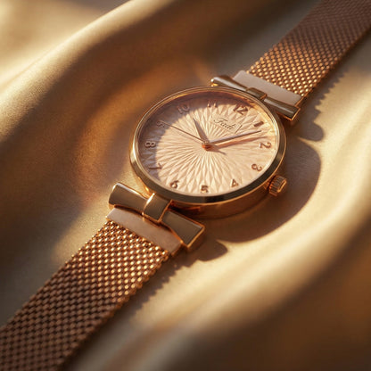 Elegant Rose Gold Finish Analog Wrist Watch (1 Pc) Watch