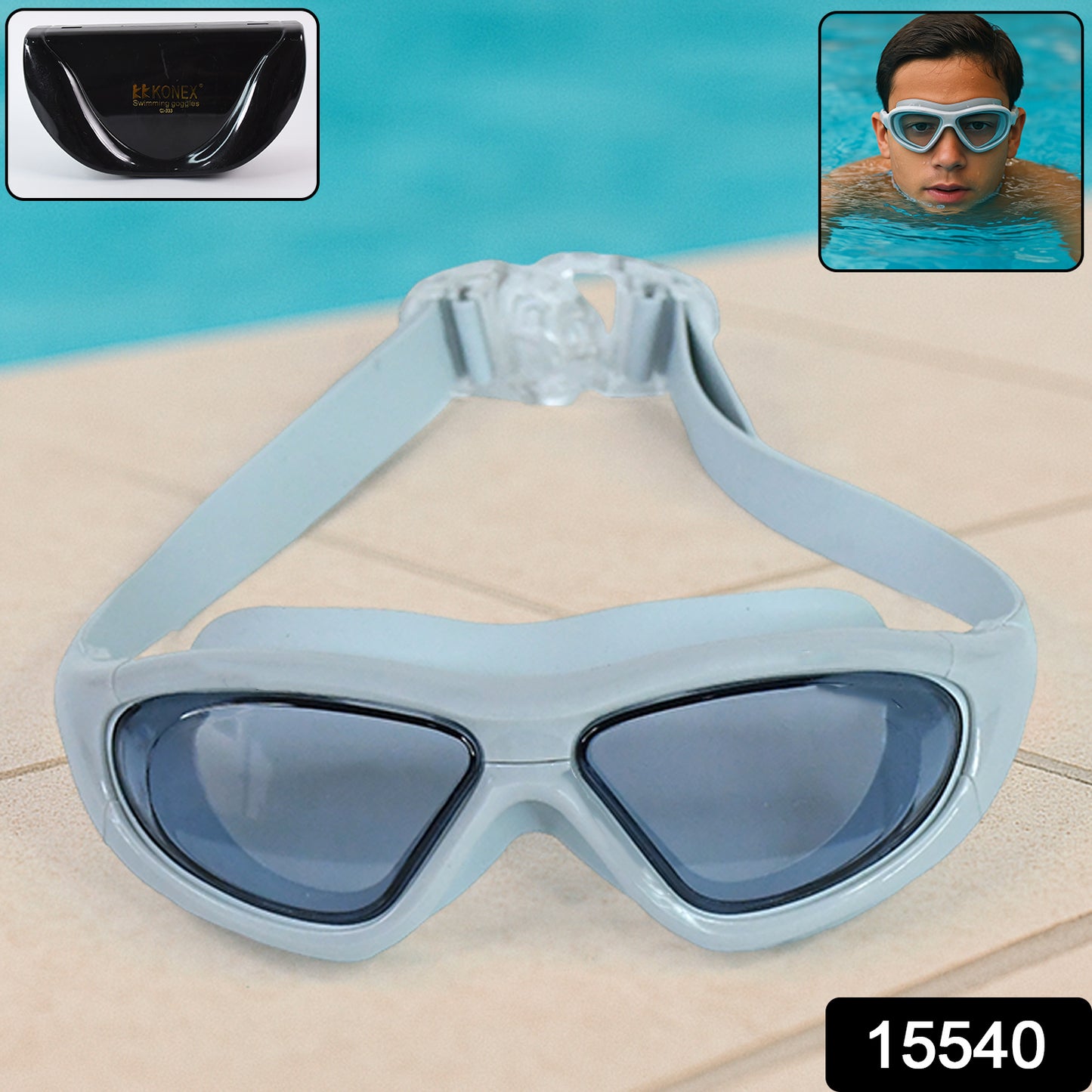 Premium Wide Vision Swimming Goggles With Protective Hard Case (1 Pc) Swim Goggles