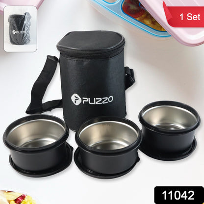 Insulated Stainless Steel Tiffin Lunch Box Set With Carry Bag (1 Set) Lunch Box