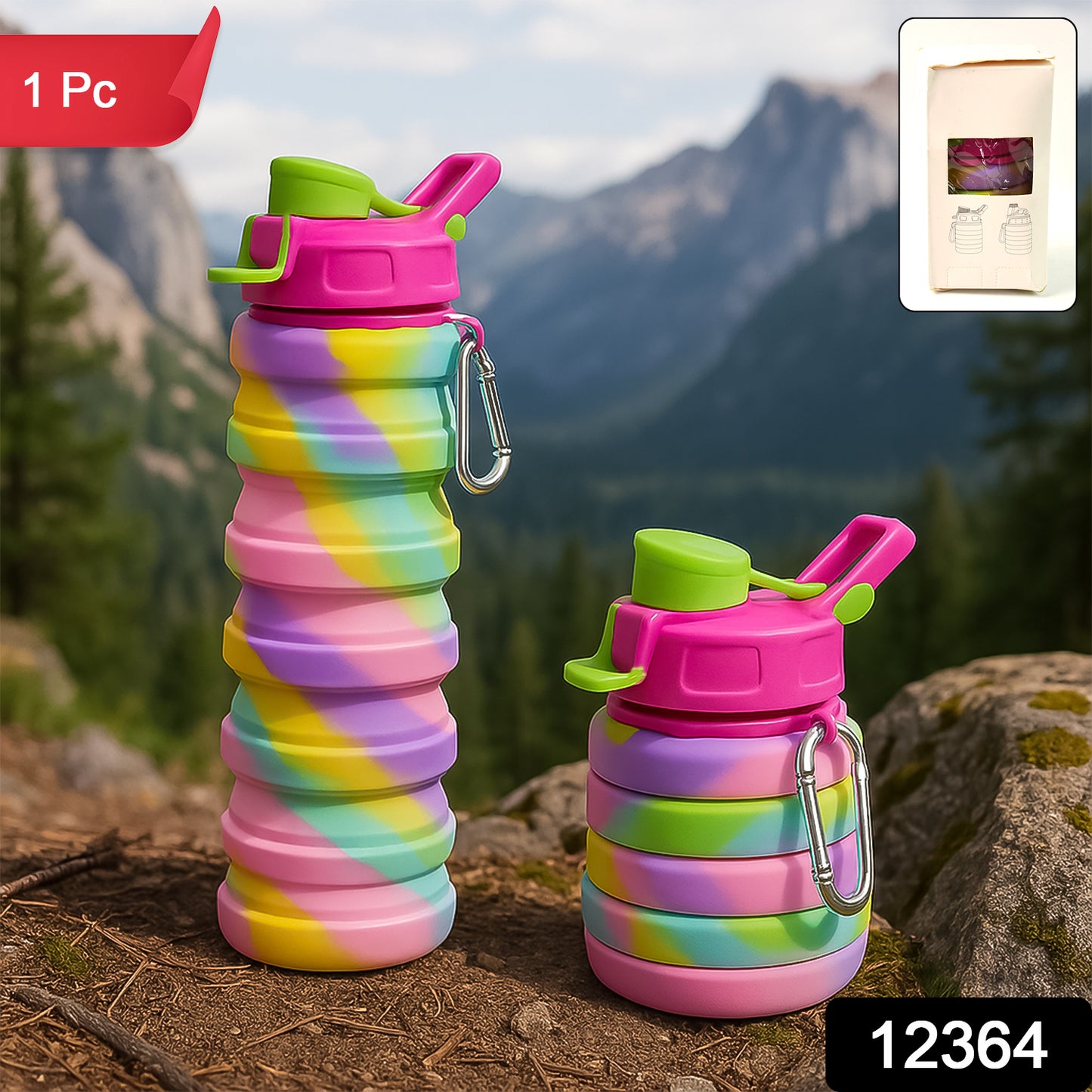 Colorful Collapsible Silicone Water Bottle (1 Pc) Water Bottles