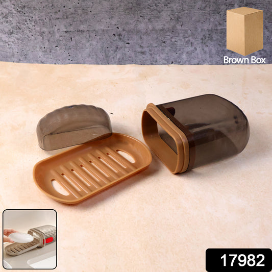 Premium Plastic Soap Box With Drain Tray Protective Cover Health and Beauty