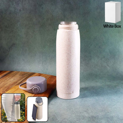 High Portable Water Bottle Creative Wheat Fragrance Glass Bottle Water With Mobile Phone Holder Wide Mouth Glass Water 380ml (Moq - 80 Pc) Water Bottles