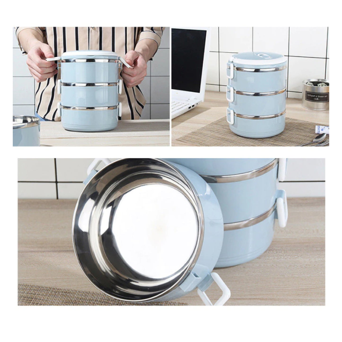 Multi Layer Stainless Steel Hot Lunch Box (3 Layer) Kitchen & Dining