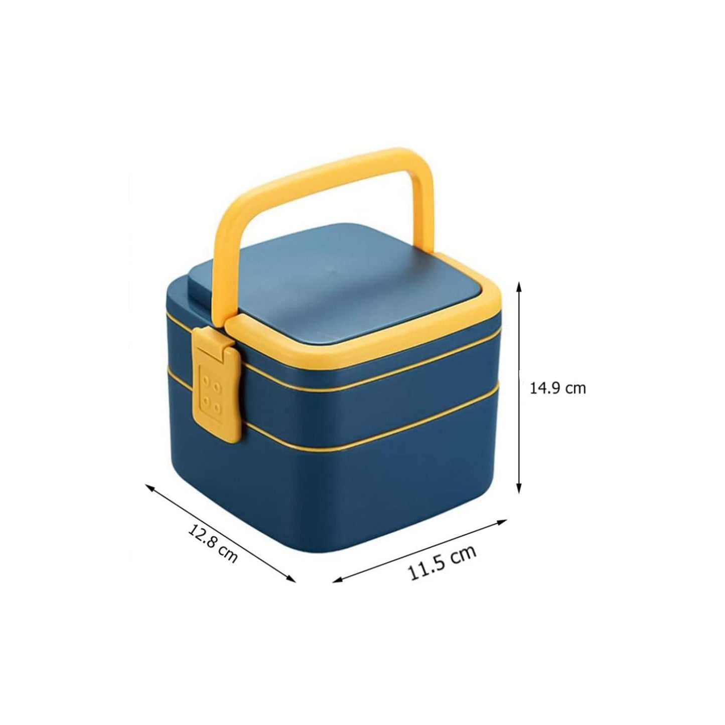 Blue Double-layer Portable Lunch Box Stackable With Carrying Handle And Spoon Lunch Box Lunch Box