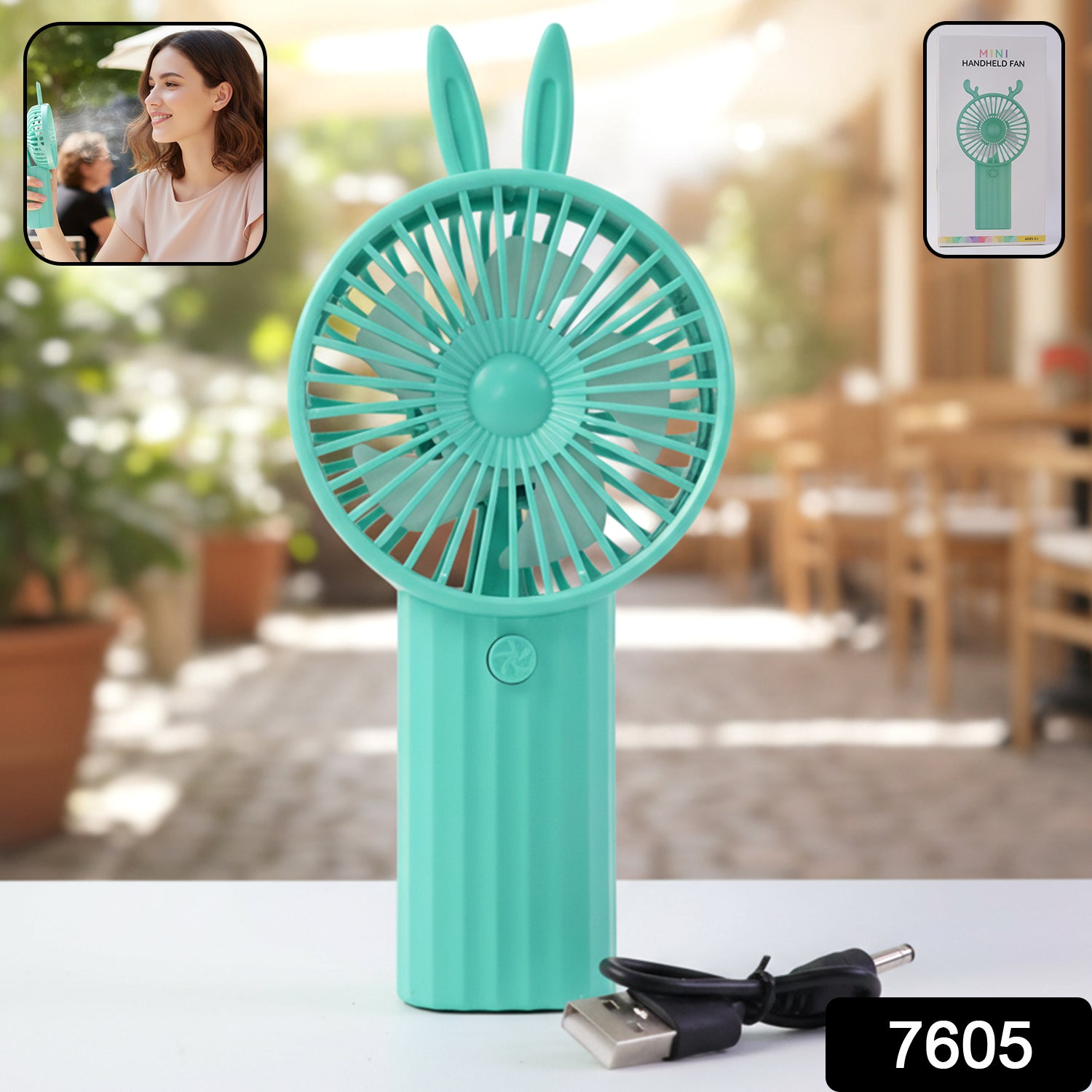 Cute Bunny Ear Design Portable Usb Rechargeable Mini Handheld Fan (1 Pc) Electronics > Gadgets > Portable Fans