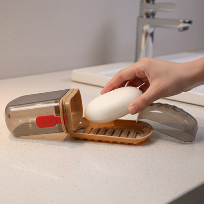 Premium Plastic Soap Box With Drain Tray Protective Cover Health and Beauty