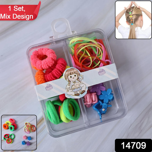 Kids Hair Bands Rubber Bands Cute Hair Clips In Storage Box (Mix Design 1 Set) Hair Accessories
