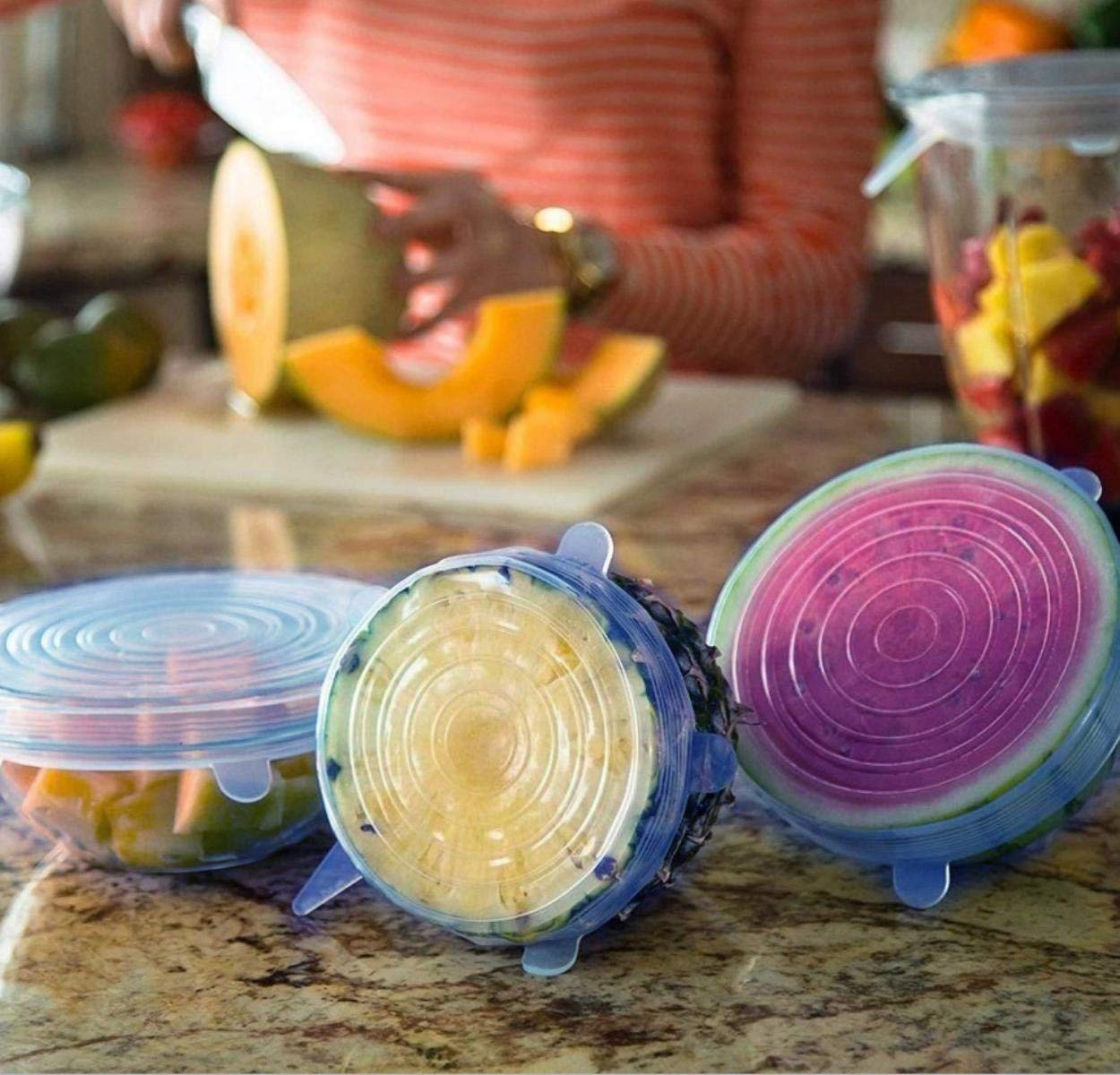 Silicone Stretch Lids Reuseable Microwave Safe Flexible Covers (Set Of 6) (Loose Pack) Food Containers Covers