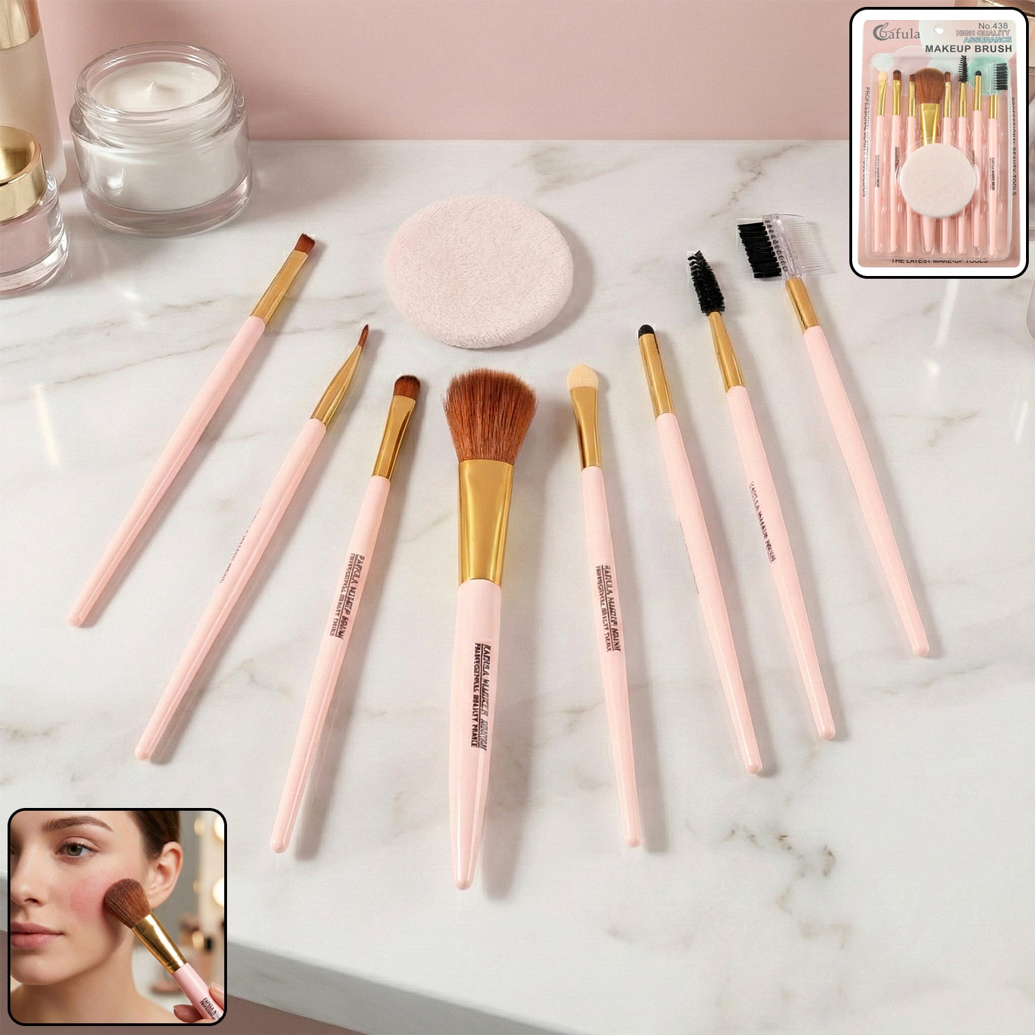 9-in-1 Professional Makeup Brush Set (1 Set) Beauty Accessories