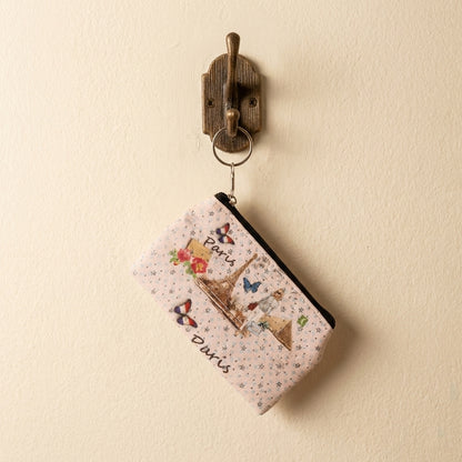Small Paris Print Zipper Coin Stationery Pouch (1 Pc)