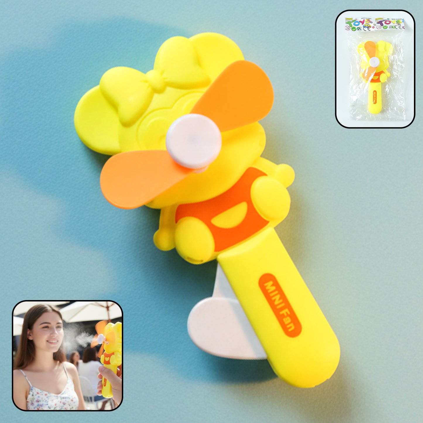 Hand Press Mini Portable Fan Toy (1 Pc Mix Color Design) Toys & Games