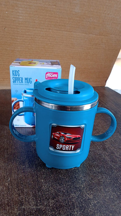 Kids Sporty Sipper Mug With Straw And Dual Handles Approx 300ml (1 Pc) Mugs