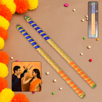 Traditional Decorative Dandiya Sticks Pair For Navratri Garba (2 Pc) Home & Living