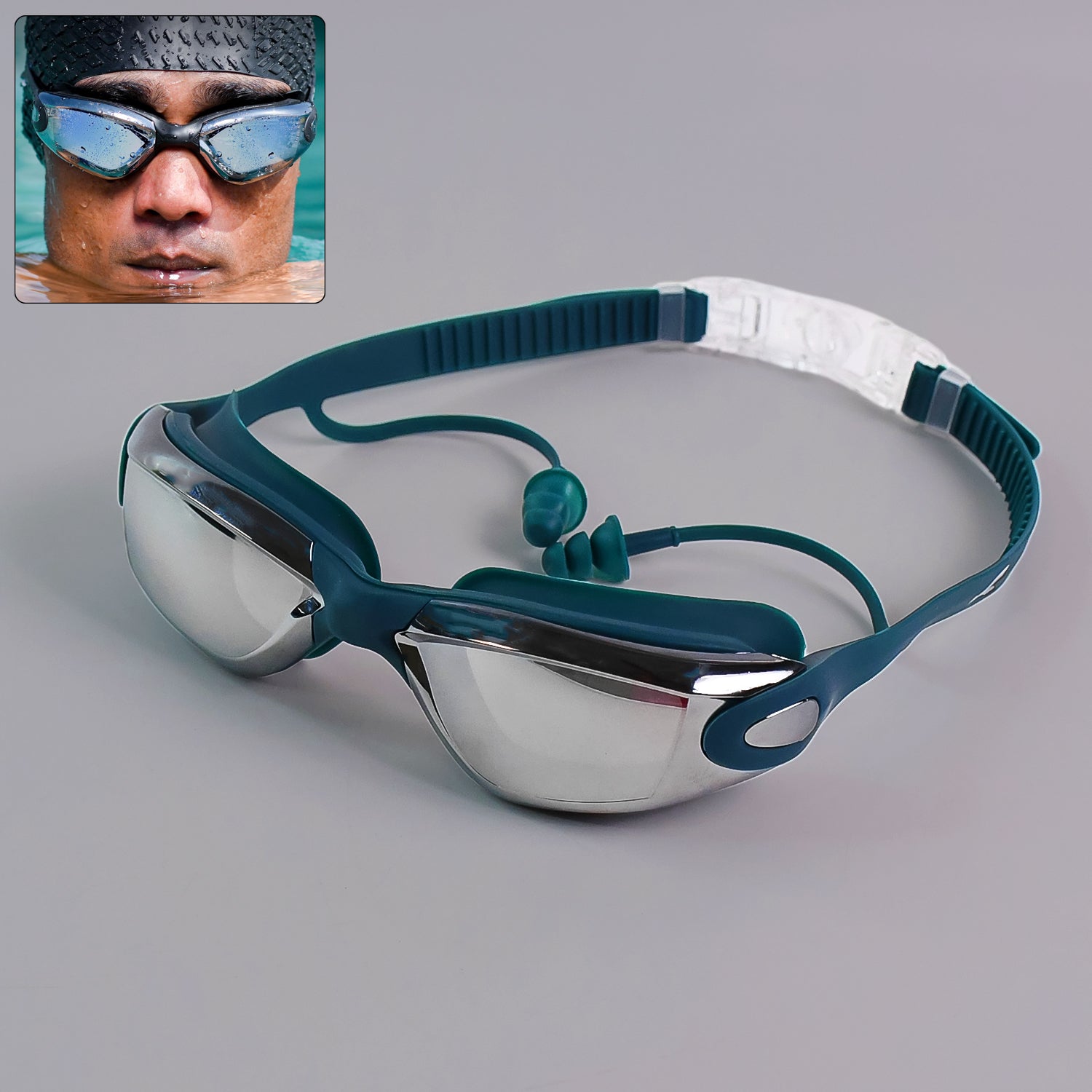 Professional Anti-fog Uv Protection Swimming Goggles With Mirrored Lenses And Earplugs Swimming Goggles