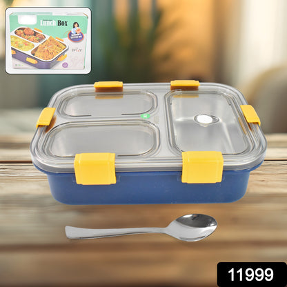 3 Compartment Transparent Stainless Steel Lunch Box For Kids Kitchen & Dining > Kitchen Storage & Organization > Lunch Boxes