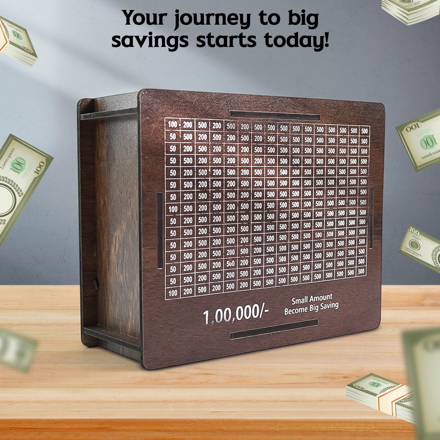 Wooden Money Piggy Bank Money Box (1 Pc Pen Not Included) Home Decor