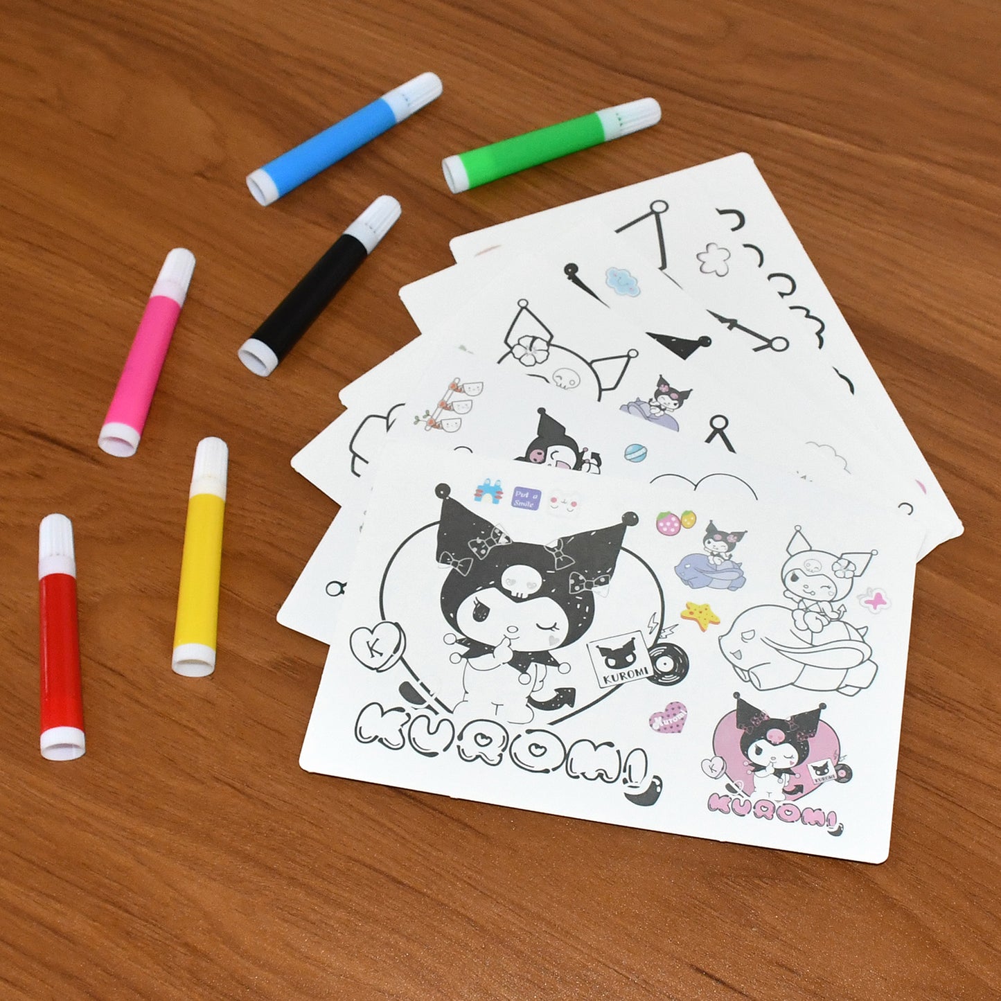 Coloring Book For Kids 6 Sheets With 6 Colorful Markers (1 Set)
