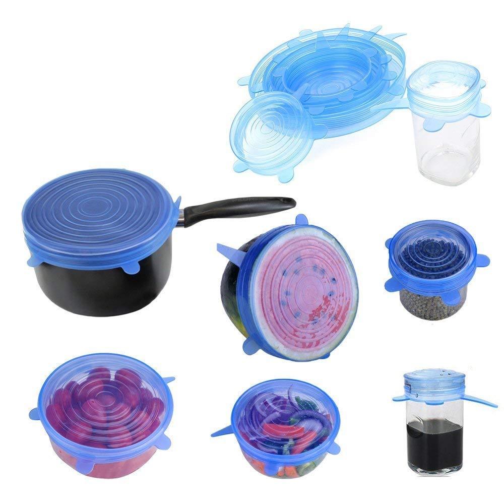 Silicone Stretch Lids Reuseable Microwave Safe Flexible Covers (Set Of 6) (Loose Pack) Food Containers Covers